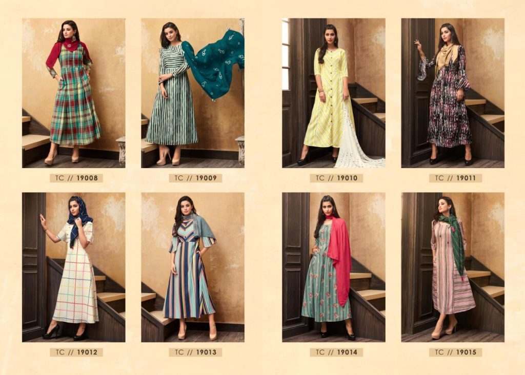Karma Trendz Tucute Vol 19 Muslin Digital Print Top And Rayon Embroidered Scarf Kurti Catalog