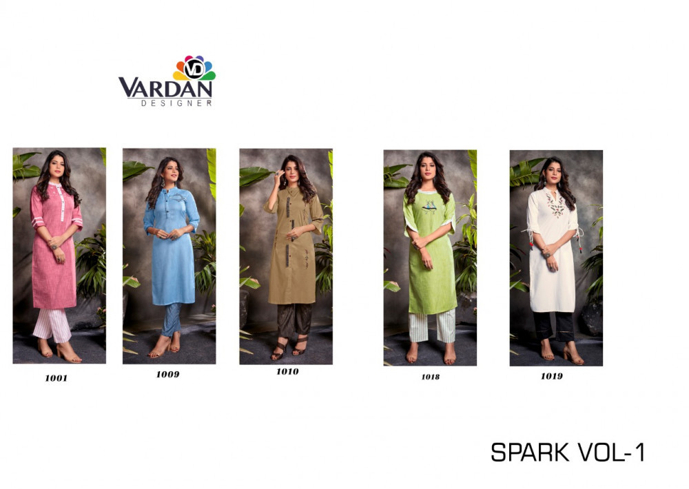 Vardan Designer Spark Vol-1 Kurti With Pent Pair Catalog