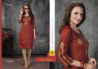 Kanasu Ruhani Rayon Straight With Work Designer Kurti Catalog