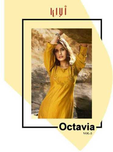 Multi Color Kalaroop Octavia Vol 5 Linen Silk With Fancy Handwork Kurti Catalog