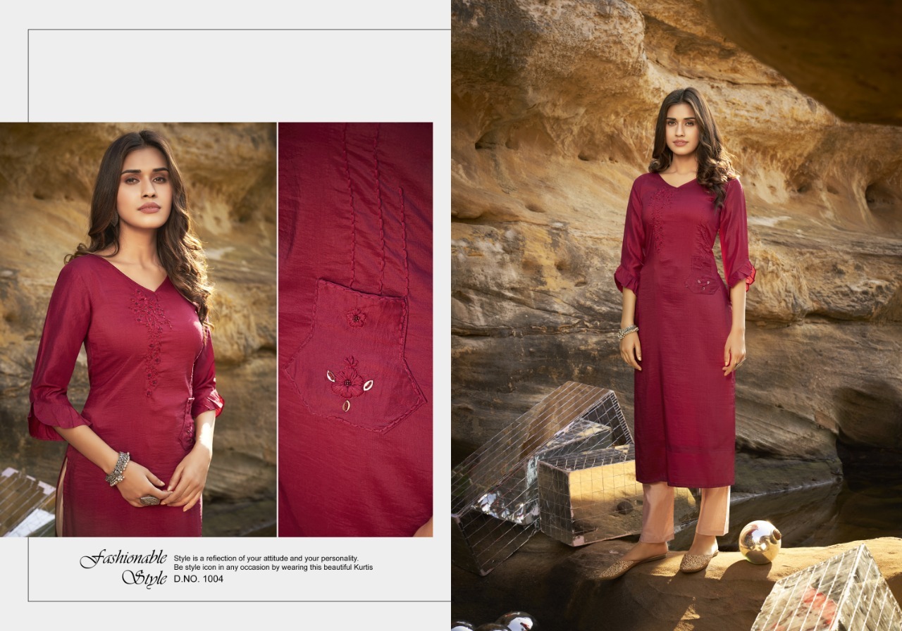 Kalaroop Octavia Vol 5 Linen Silk With Fancy Handwork Kurti Catalog