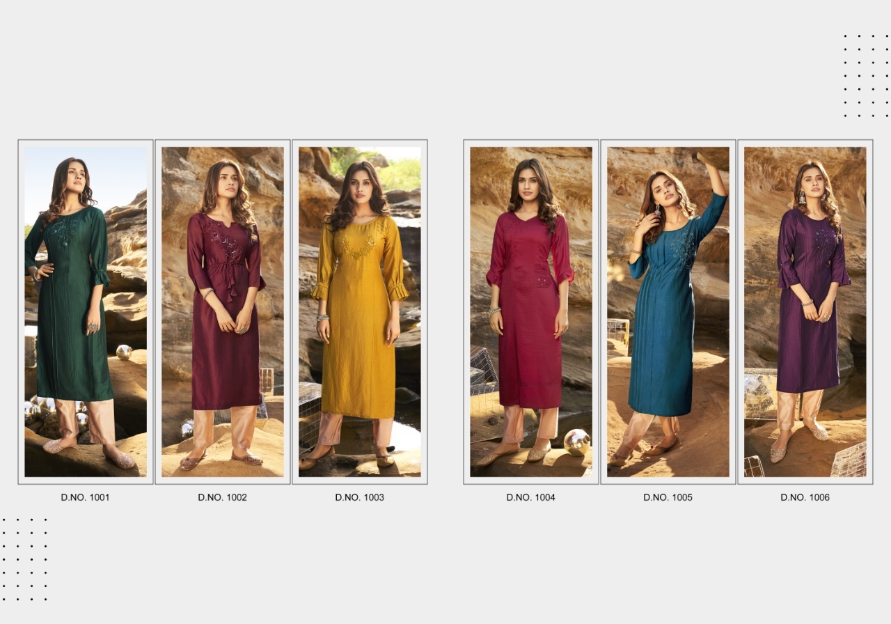 Kalaroop Octavia Vol 5 Linen Silk With Fancy Handwork Kurti Catalog
