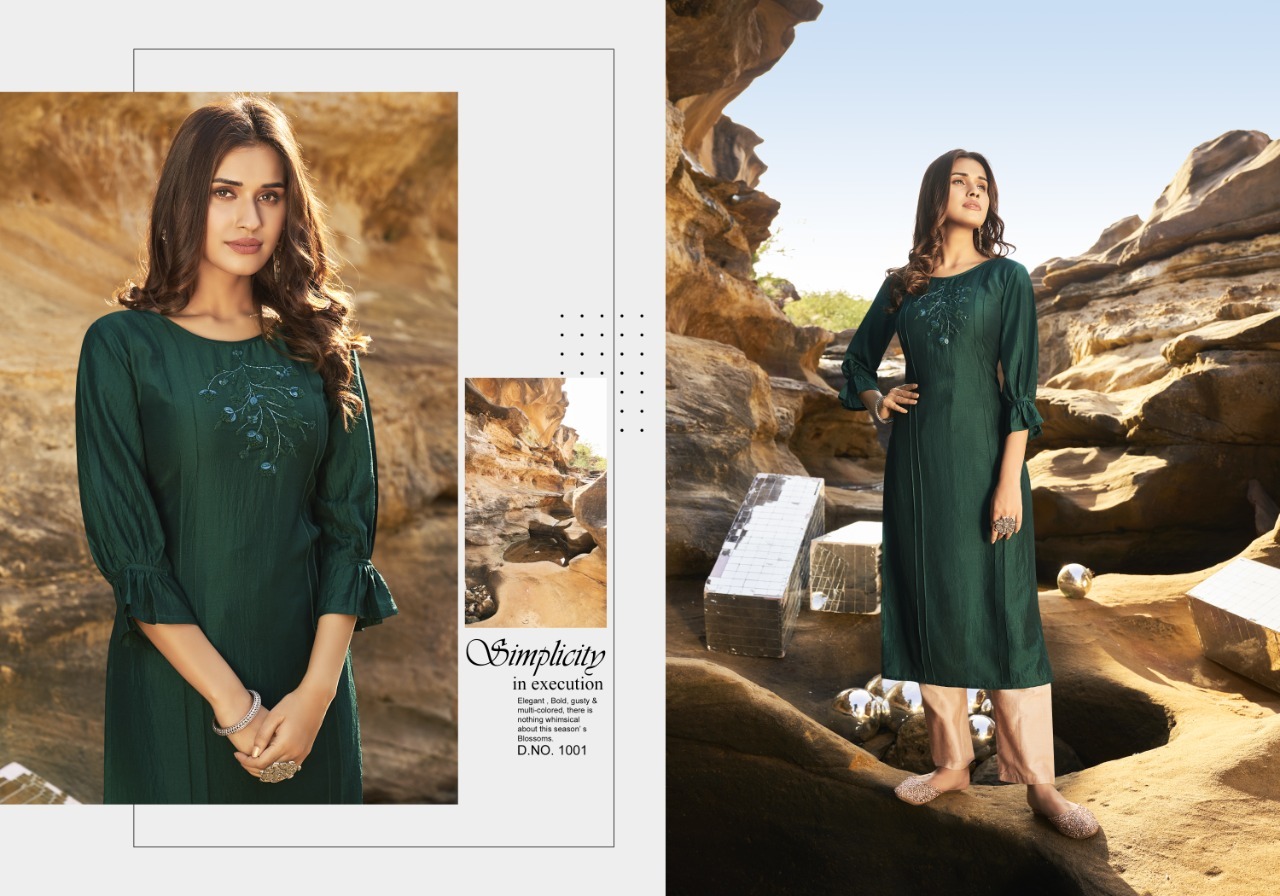 Kalaroop Octavia Vol 5 Linen Silk With Fancy Handwork Kurti Catalog