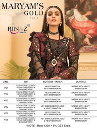 Rinaz Fashion Maryam Gold Vol 7 Fox Georgette Embroidered Pakistani Suit Catalog