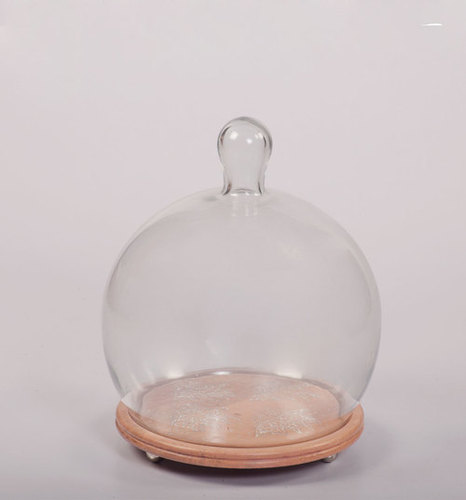 10Inch Round Glass Cake Dome With Wooden Base - Color: Different Colors Available