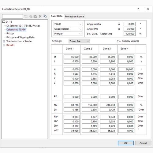 Distance Protection Setting Calculation (DI) Siemens PSS SINCAL Protection Modules