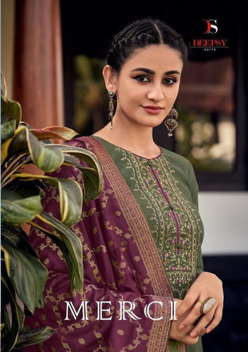 Deepsy Suits Merci Linen Silk Embroidery Straight Suits Catalog