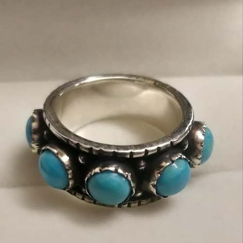 925 Sterling Silver Natural Larimar Ring