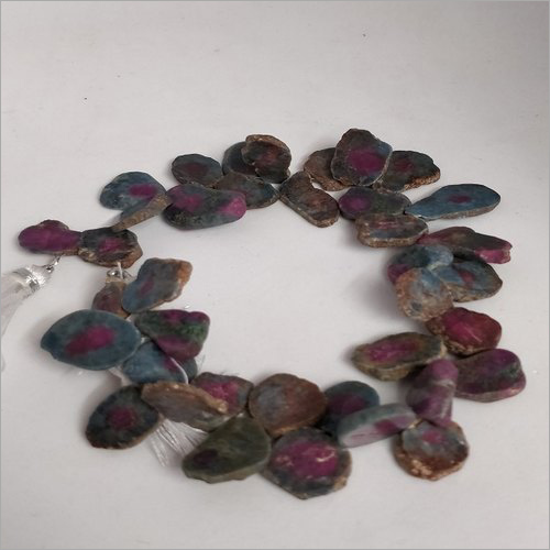 Natural Ruby Goshenite Flat Beads