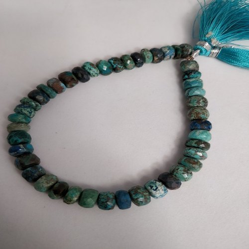 Natural Chrysocolla Faceted Rondelle Beads 8mm