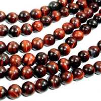 Natural Round Red Tiger Eye Smooth Beads