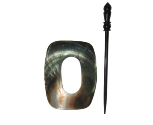 Black Mother of Pearl Shawl Pin- Rectangle Shape