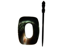 Black Mother Of Pearl Shawl Pin- Rectangle Shape