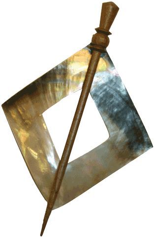 Black Mother of Pearl Shawl Pin- Diamond Shape