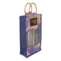 PP Laminated Jute Two Bottle Bag With Window