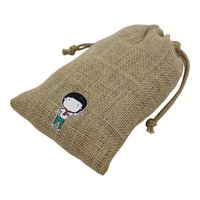 Jute Drawstring Gift Pouch With Cotton Drawstring