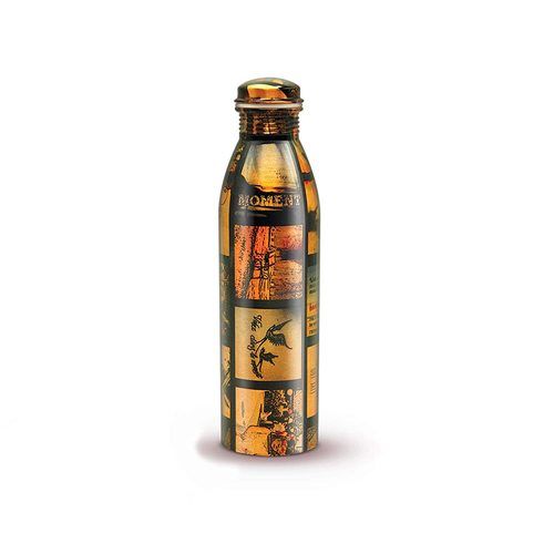 Copper Bottle 1 Ltr. - Copper, 1000 ml, Height: 22 cm, Weight: 0.6 lbs | Printed Color, Rigid Shape, Polished Surface Treatment