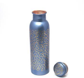 Sky Blue & Golden Hand Painted Copper Bottle