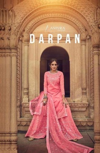 Amyra Designer Darpan Georgette Mirror Work Plazzo Salwar Suit Catalog