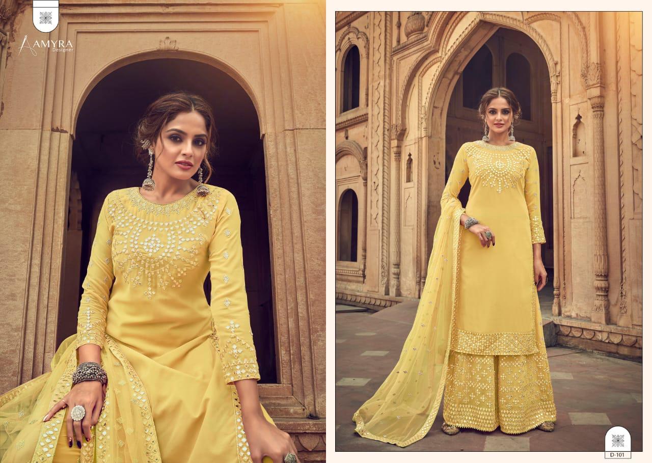 Amyra Designer Darpan Georgette Mirror Work Plazzo Salwar Suit Catalog