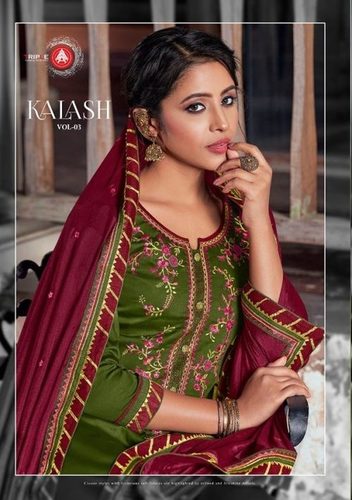 Triple A Kalash Vol 3 Jam Silk With Embroidery Work Dress Material Catalog