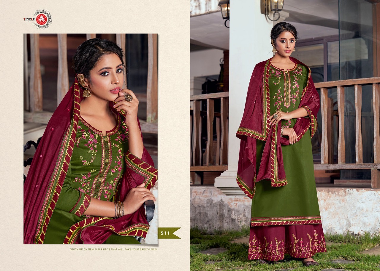 Triple A Kalash Vol 3 Jam Silk With Embroidery Work Dress Material Catalog