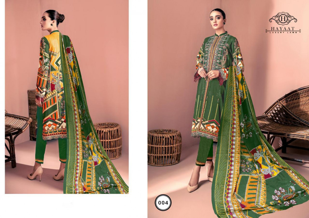 Hayat Luxury Lawn Pakistani Karachi Print Salwar Suits Catalog