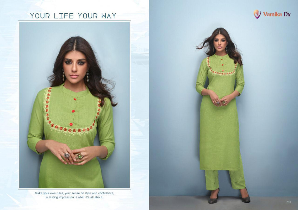 Vamika Nx Roxie Premium Rayon Slub Kurti Catalog