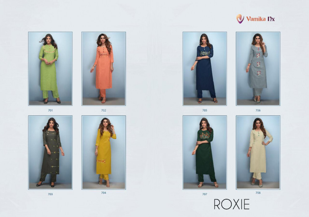 Vamika Nx Roxie Premium Rayon Slub Kurti Catalog