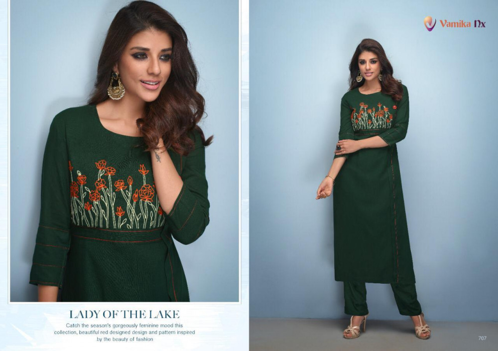 Vamika Nx Roxie Premium Rayon Slub Kurti Catalog