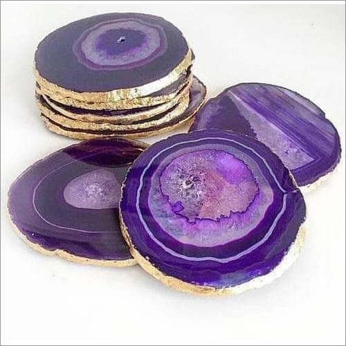 Natural Agate Coasters Purple
