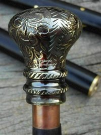 Handmade Solid Brass Head Handle Victorian Wooden Walking Cane Stick Gift