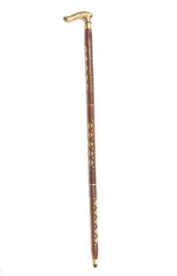 Brass Work Wooden Walking Stick 36 Inch