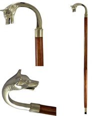 Nickel Plated Brass Handle Walking Stick