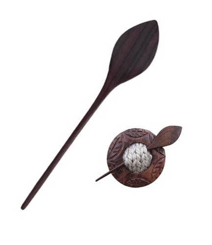Rosewood 4 Inch Leaf Shawl Stick