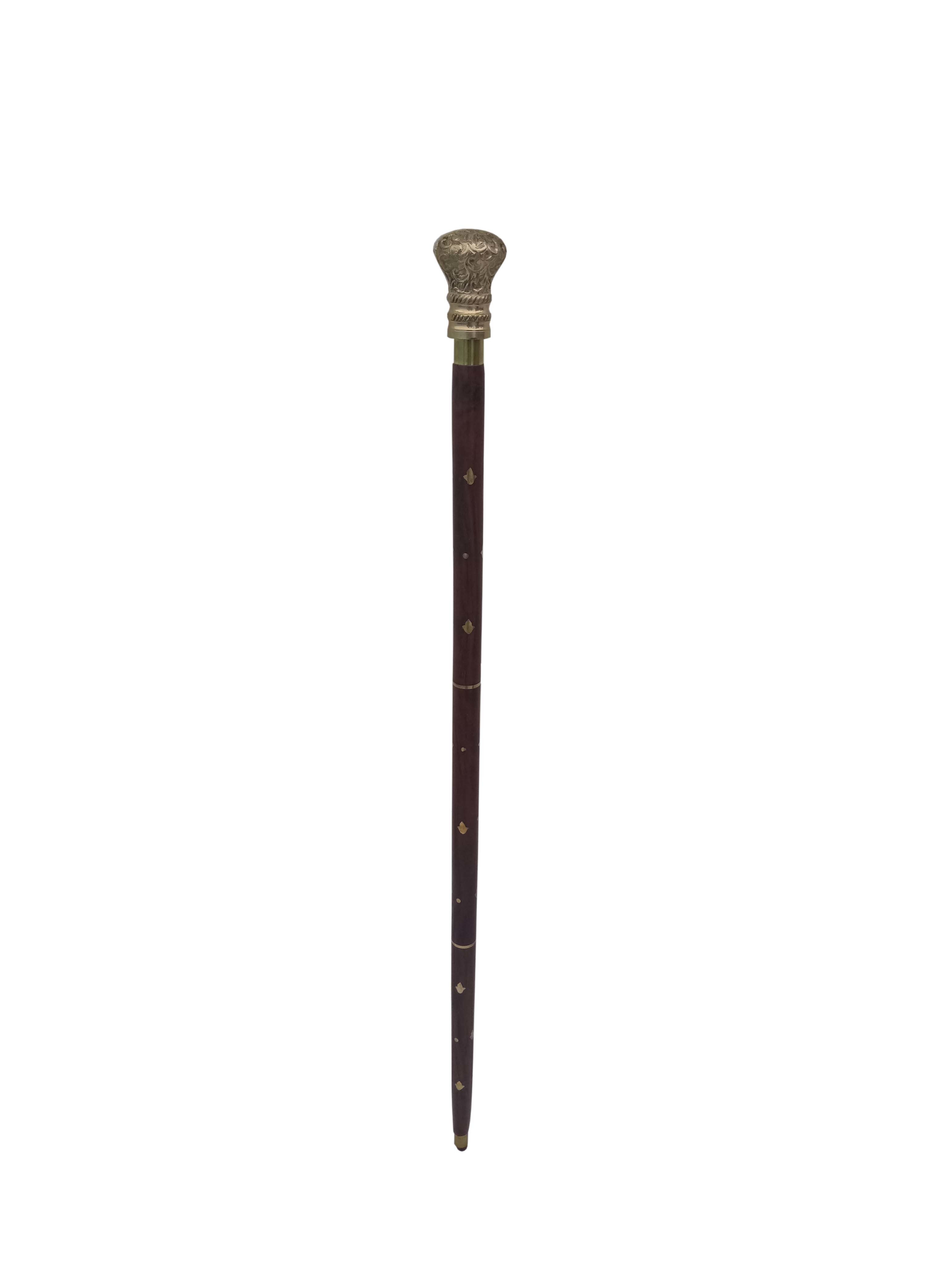 Brass designer Round Handle Wooden walking stick