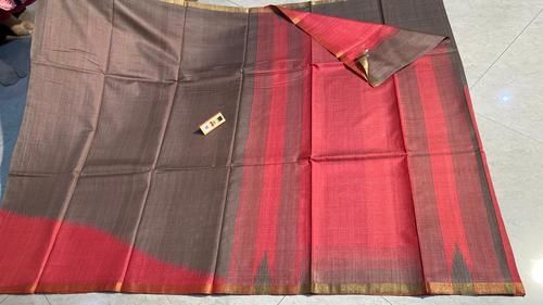 Party Wear Pure Tussar Spun Silk Temple Border Saree