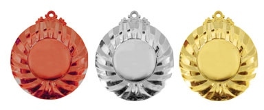 Golden Award Medals With Ribbons