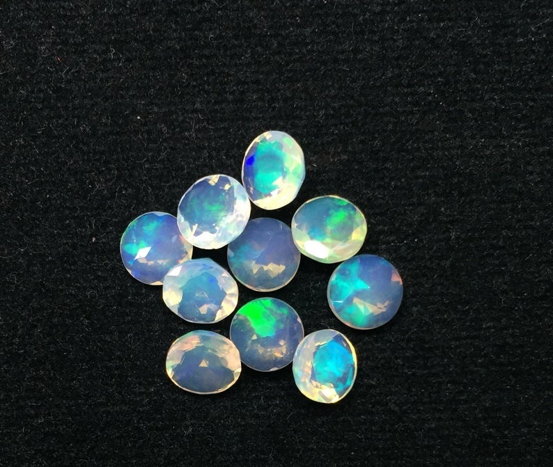 6mm Ethiopian Opal Faceted Round Loose Gemstones