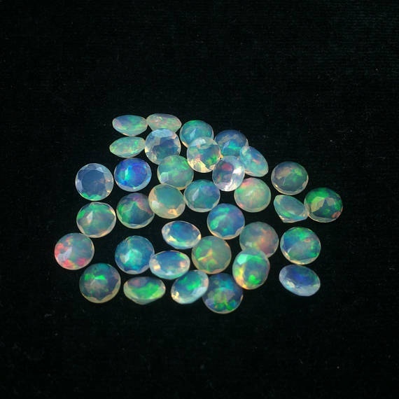 6mm Ethiopian Opal Faceted Round Loose Gemstones