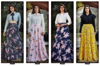 Shubhkala Frill And Flare Vol-3 Stitch Crop Top With Skirts Catalog