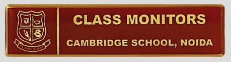 Rectangular Shaped Metal Badges For School Class Monitors