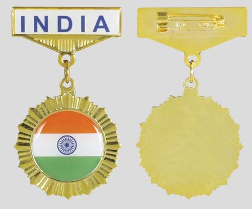 Pin On Type Indian Flag Printed Metal Badges