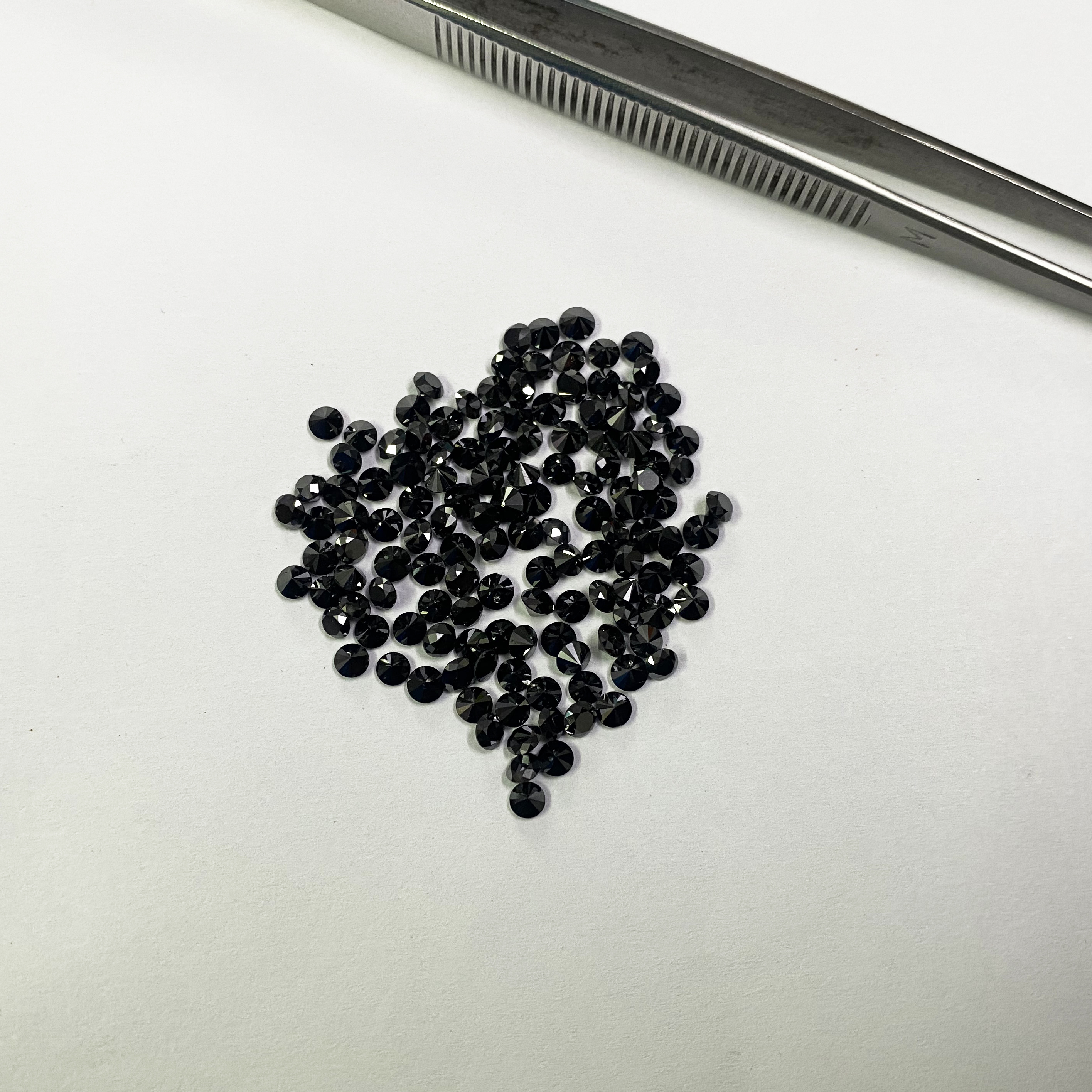 1mm Black Diamond Faceted Round Loose Gemstones