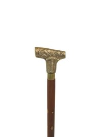 Brass T-Design Handle Wooden walking stick