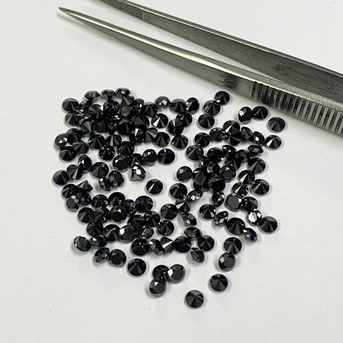 1.25mm Black Diamond Faceted Round Loose Gemstones