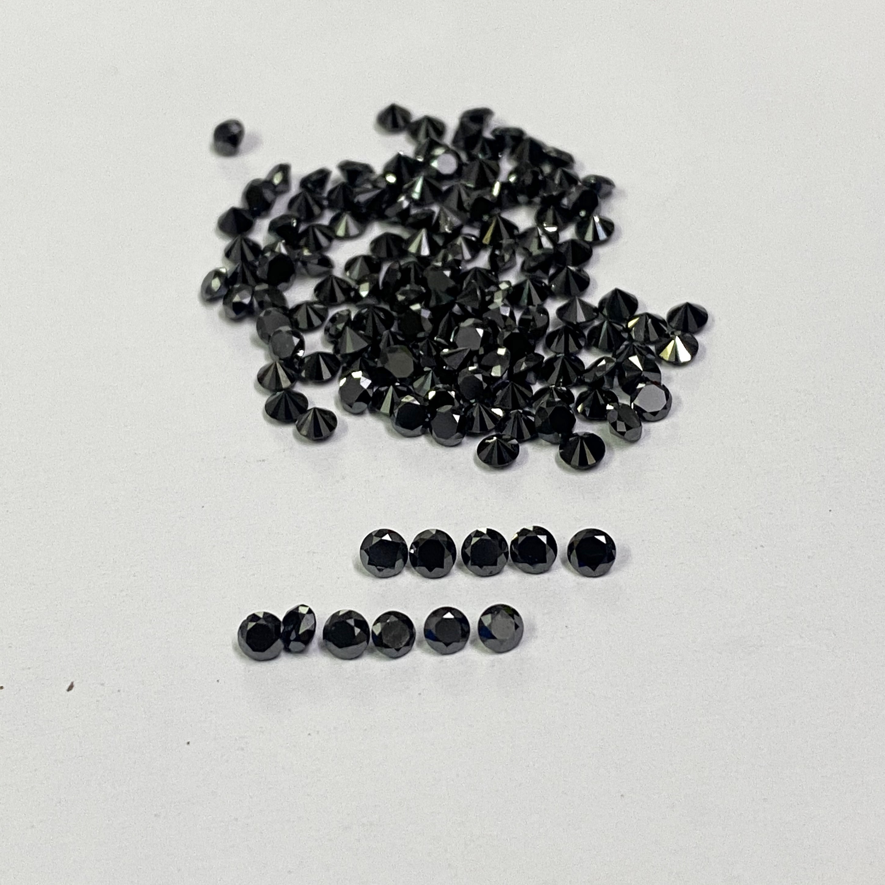 1.25mm Black Diamond Faceted Round Loose Gemstones