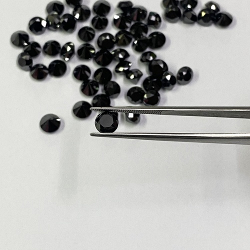 1.75mm Black Diamond Faceted Round Loose Gemstones