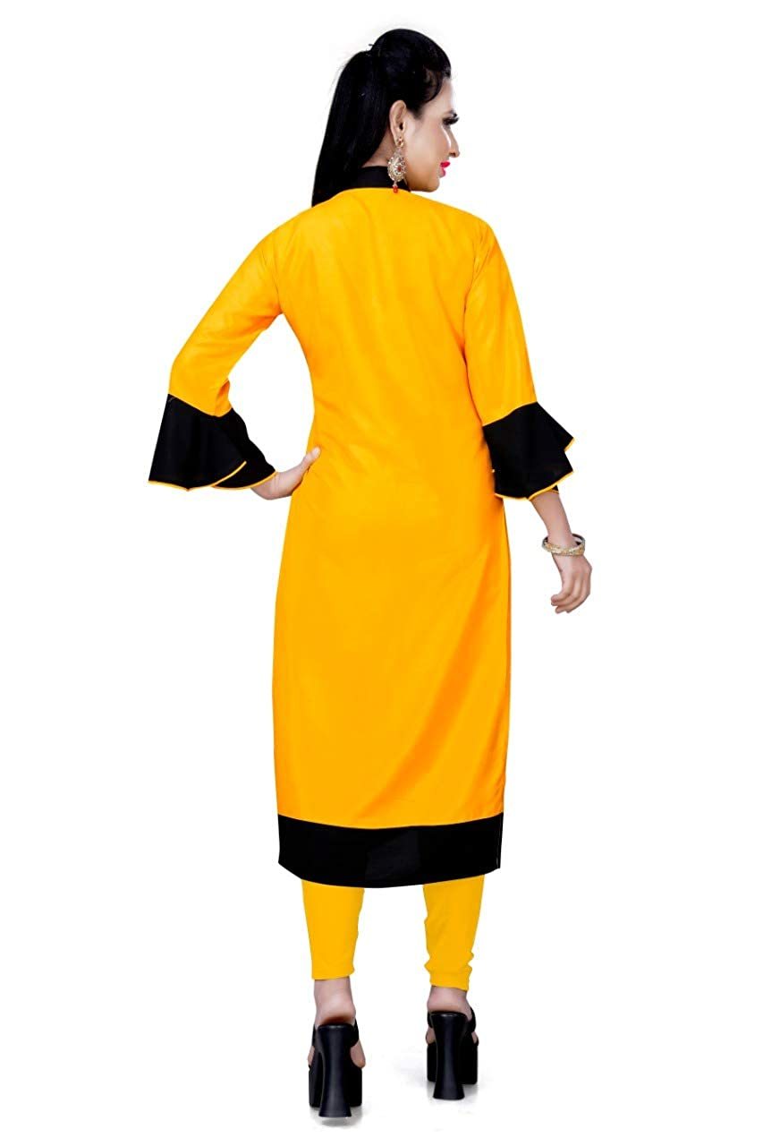 Genric Stylish Casual Wear Yellow Rayon Kurti For Women