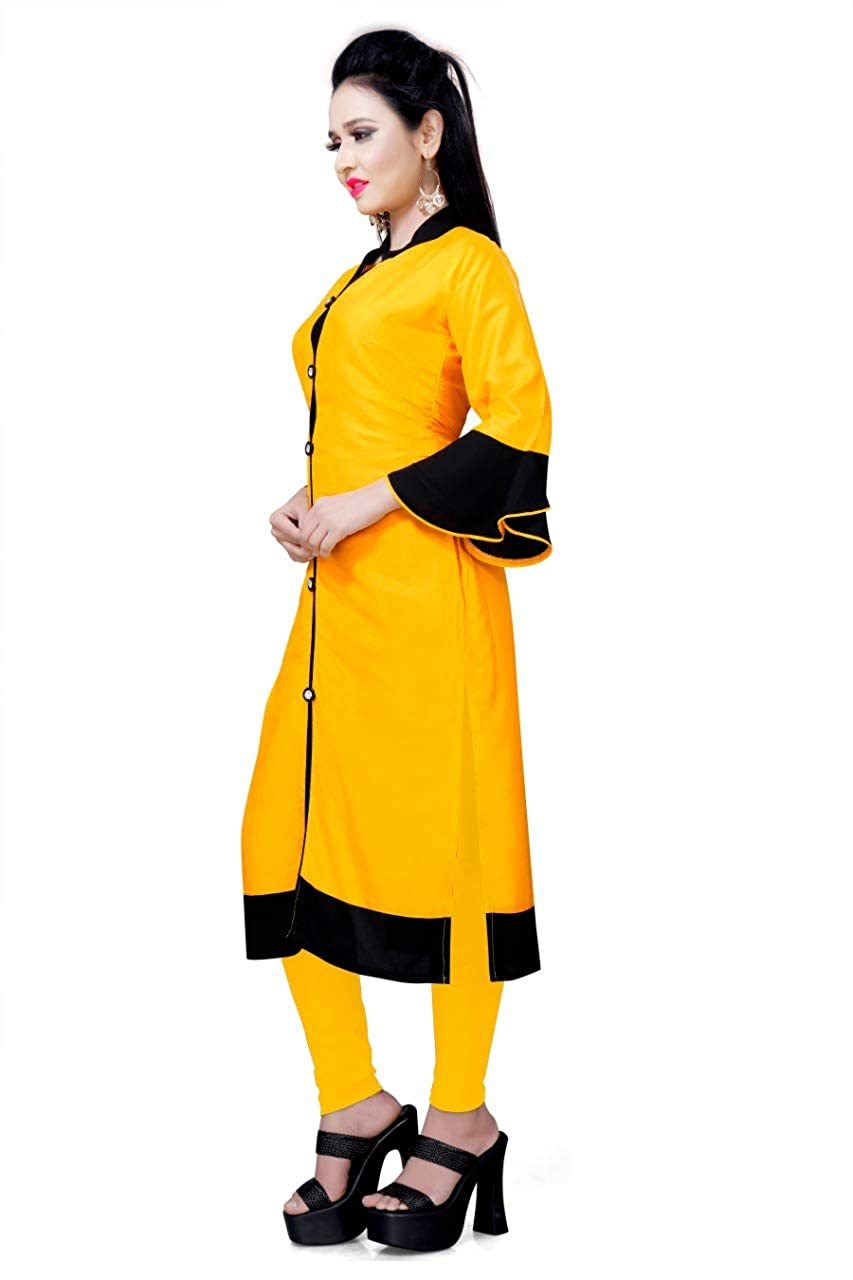 Genric Stylish Casual Wear Yellow Rayon Kurti For Women